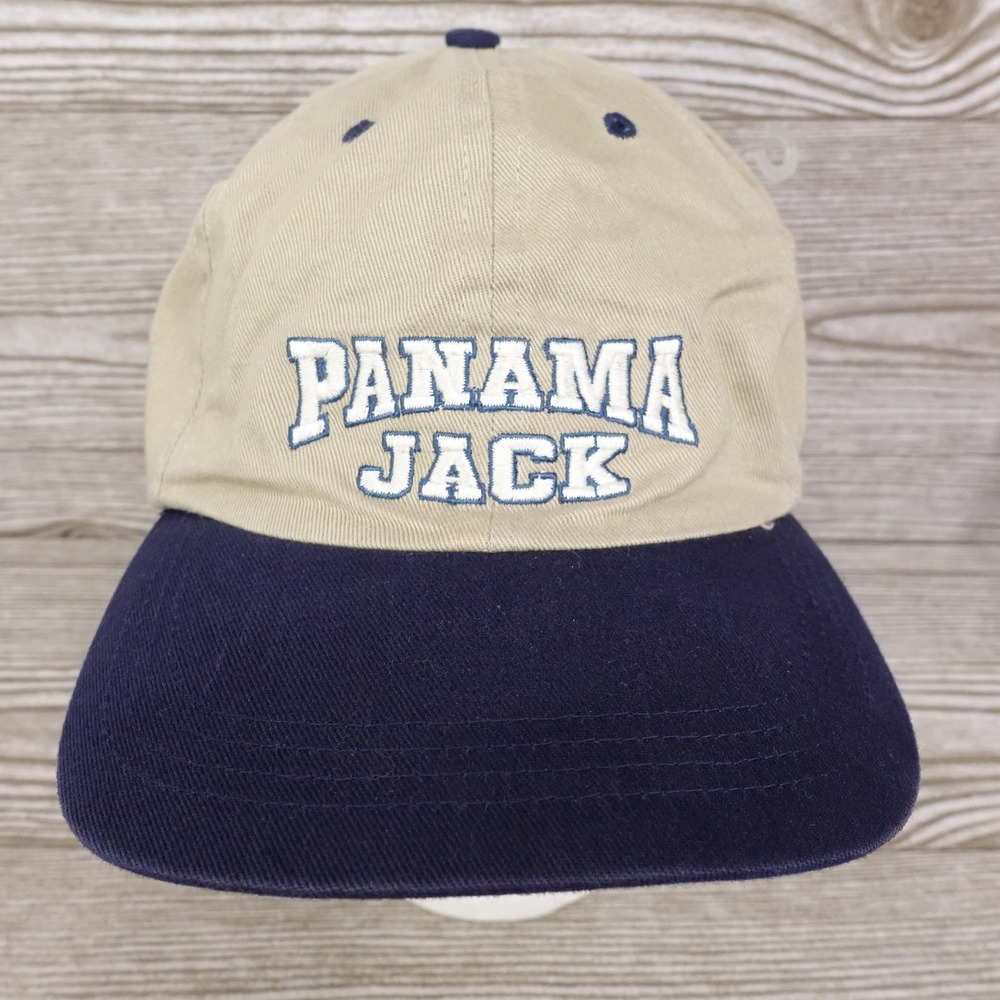 PANAMA JACK LOGO TAN BLUE ADJUSTABLE STRAPBACK BASEBALL HAT CAP